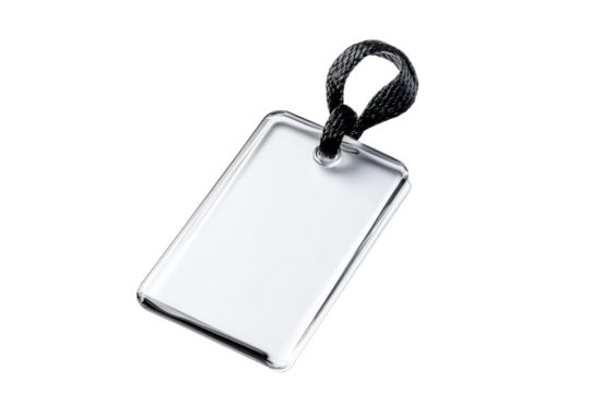 Polished 3D glass price tag with Black Friday sale engraving isolated on transparent background 