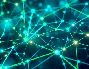 Obraz premium a detailed digital representation of a network background featuring interconnected nodes and lines, with neon blue and green colors creating a futuristic feel create with ai