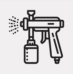 Paint spray gun outline icon Vector silhouette icon on a white background