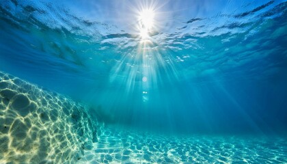 Radiant Sunlight Filtering Through Clear Ocean Water Above a Peaceful Seabed