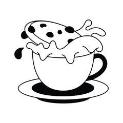 Cookie dunked in milk, ideal for snack, breakfast, ready for premium use