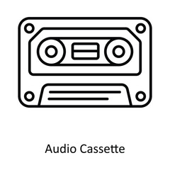 Audio Cassette vector outline icon design illustration ,music equipment symbol on white background ,EPS 10 file 