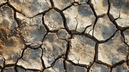 The Cracked Earth Texture Illustrating Severe Drought Conditions and Soil Degradation Effects