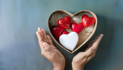 Charity and philanthropy, featuring elements like donation boxes, hearts, and helping hands, symbolizing generosity, support, and community service.