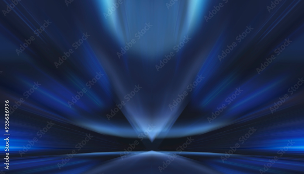 Wall mural abstraction with rays and neon. futuristic empty stage.