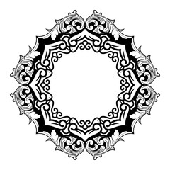 Decorative frame Elegant vector element for design in Eastern style, place for text. Floral black border. Lace illustration for invitations and greeting cards, laser cutting and engraving.