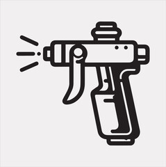 Paint spray gun outline icon Vector silhouette icon on a white background