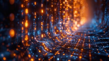 Obraz premium Digital Data Flowing in a Futuristic Cyber Space