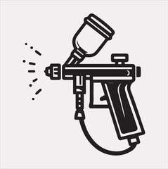 Paint spray gun outline icon Vector silhouette icon on a white background