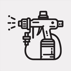 Paint spray gun outline icon Vector silhouette icon on a white background