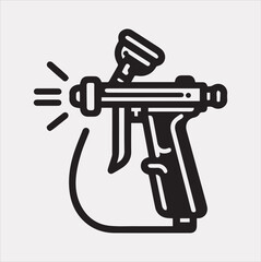 Paint spray gun outline icon Vector silhouette icon on a white background