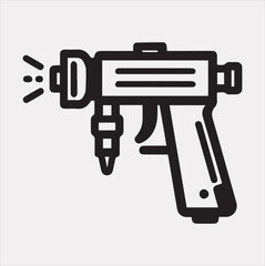 Paint spray gun outline icon Vector silhouette icon on a white background