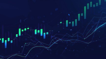 Naklejka premium Abstract Blue and Green Candlestick Chart