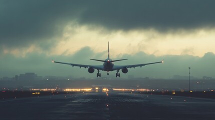 Obraz premium Jet passenger plane is approaching landing at the airport