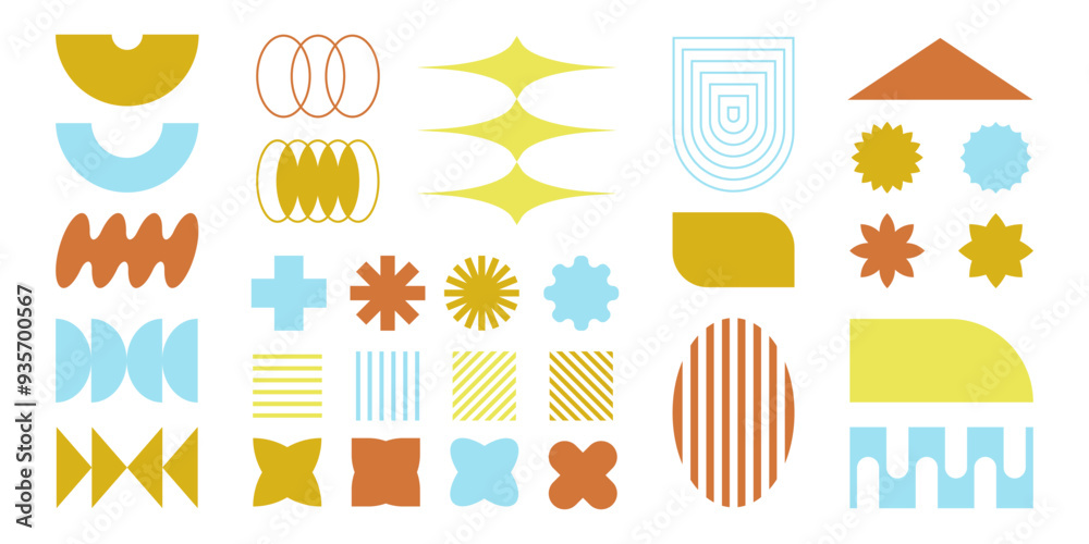 Canvas Prints abstract retro shapes, frames and symbols, basic brutal forms and figures in y2k aesthetics, vintage