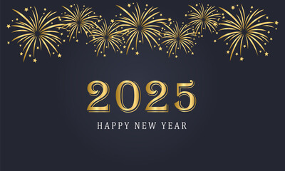 Happy new year. black background. flat illustration. golden Happy New Year lettering black background. holiday concept. banner, poster and card. Jpeg format.	