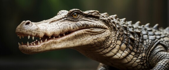 Obraz premium Close-up of a Crocodile's Head and Open Mouth