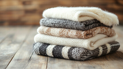 heap of assorted clothes in white, gray, and beige, casually spread on a surface, symbolizing minimalism, everyday life, and fashion simplicity