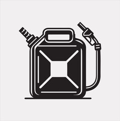 Metal petrol canister Vector silhouette illustration icon on a white background