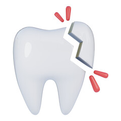 broken tooth 3d icon illustration