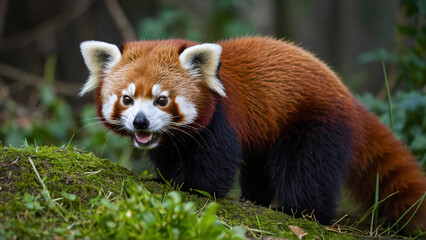 Panda ruda w naturalnym środowisku. Generative AI