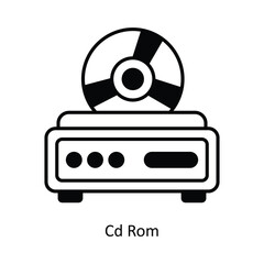 Cd Rom vector solid icon design illustration ,music equipment symbol on white background ,EPS 10 file 