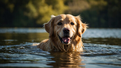 Pies rasy Golden retriever. Generative AI.