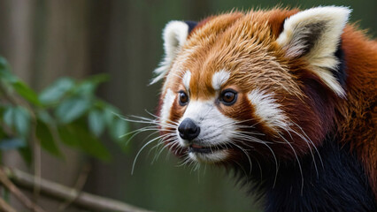 Panda ruda w naturalnym środowisku. Generative AI.