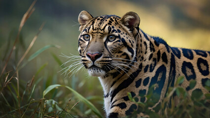 Pantera mglista w naturalnym środowisku. Generative AI.