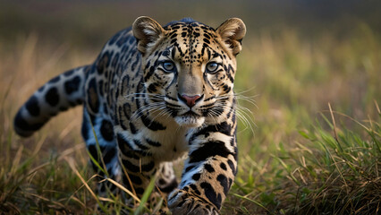 Pantera mglista w naturalnym środowisku. Generative AI.