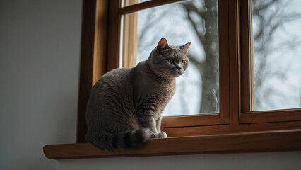 Kot Brytyjski krótkowłosy w domowym  zaciszu. Generative AI.