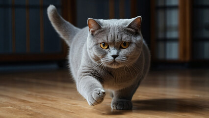Kot Brytyjski kr&oacute;tkowłosy w domowym  zaciszu. Generative AI.