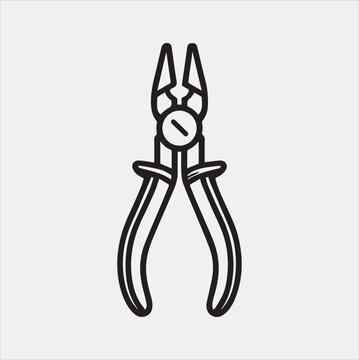 recommend clip art: Pliers outline icon Vector silhouette illustration icon on a white background