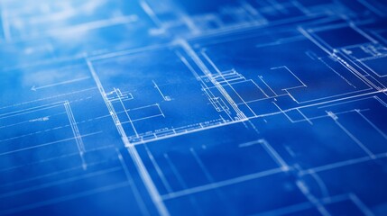 Abstract blue background with white lines forming a grid pattern.  This image can represent technology, data, or connectivity.