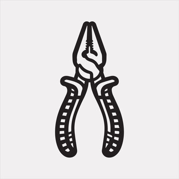 recommend clip art: Pliers outline icon Vector silhouette illustration icon on a white background