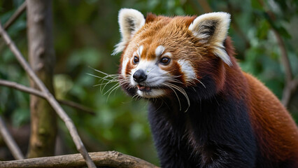 Panda ruda w naturalnym środowisku. Generative AI.