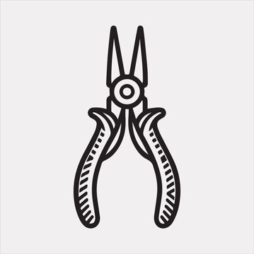 recommend clip art: Pliers outline icon Vector silhouette illustration icon on a white background