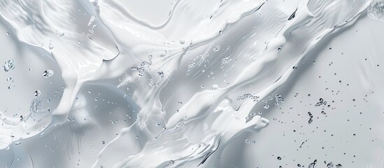 Transparent clear white water surface texture featuring ripples splashes and bubbles Abstract summer banner background showcasing water waves in sunlight with copyspace Cosmetic moisturizer micellar