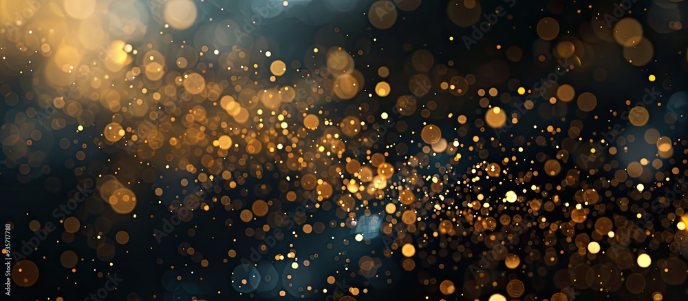 Poster black background featuring golden glittering lights bokeh abstract defocused design high quality ima
