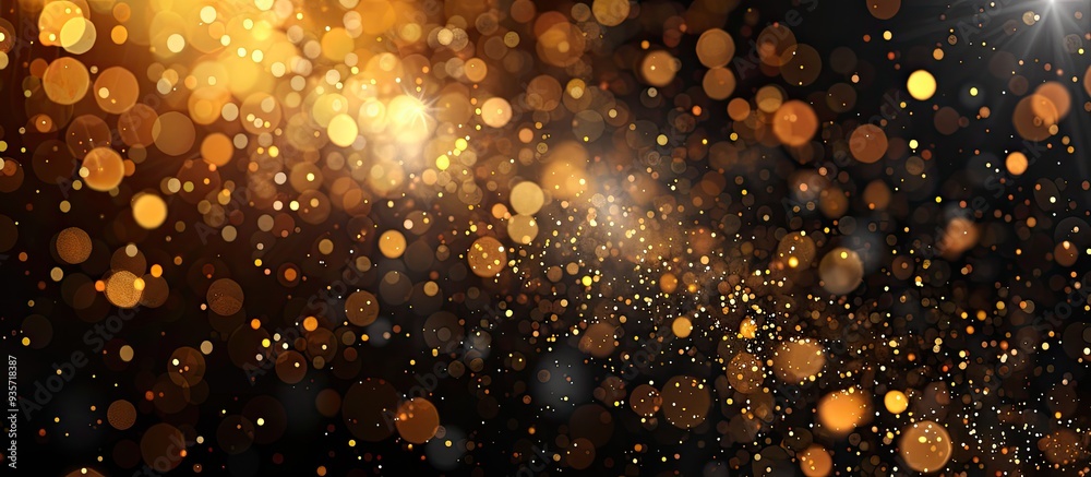 Poster black background featuring golden glittering lights bokeh abstract defocused design high quality ima