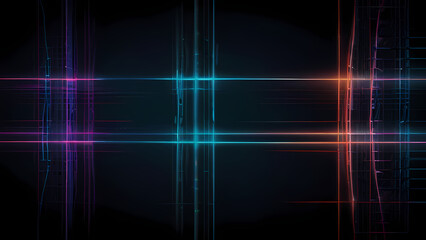 A futuristic flat vector background featuring a dark, minimalistic grid with bright, intersecting laser beams