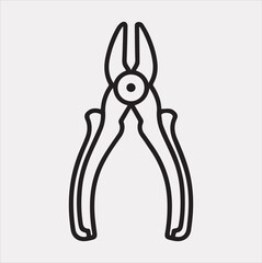 Pliers outline icon Vector silhouette illustration icon on a white background