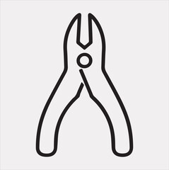 Pliers outline icon Vector silhouette illustration icon on a white background