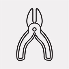 Pliers outline icon Vector silhouette illustration icon on a white background