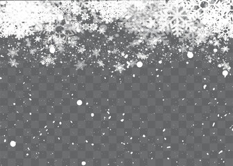 Christmas snow. Falling snowflakes on a dark background. Snowfall.