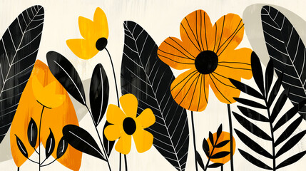 Beautiful abstract vintage background featuring stylized leaves and flowers