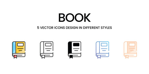 Book icons set five different style vector stock illustration