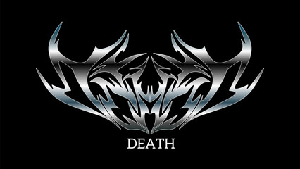 Death text typography gradient iron plate color for music t-shirt concept, lettering font vector illustration	