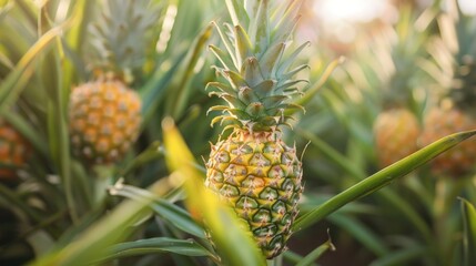 Obraz premium Pineapple in an organic farm
