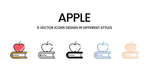 Apple icons set five different style vector stock illustration